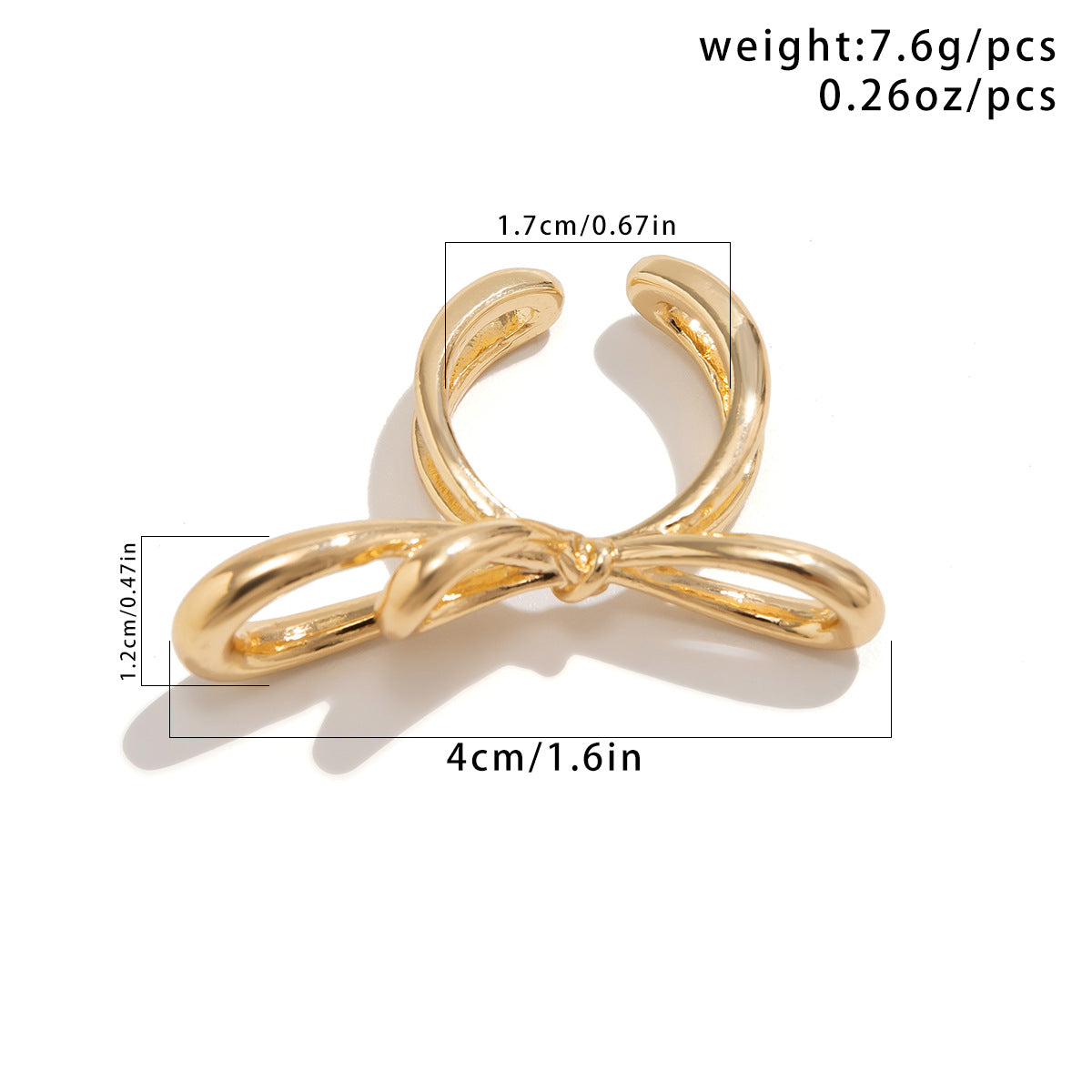 Bowknot-liked Gold Ring for Gift Idea