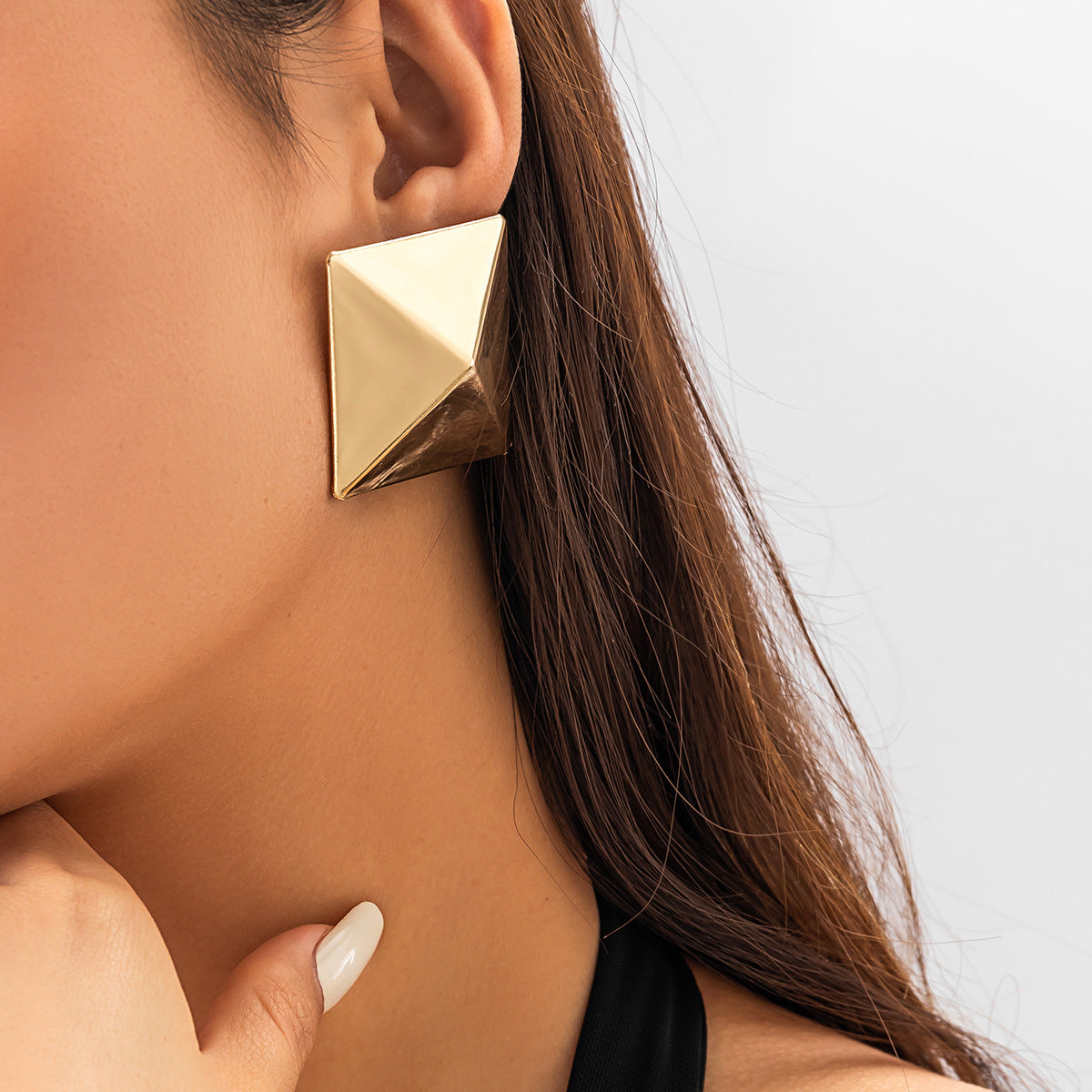 Punk Square Gold Nugget Earrings