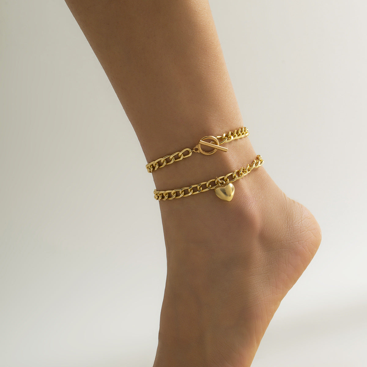 Buckle chain gold layered anklet