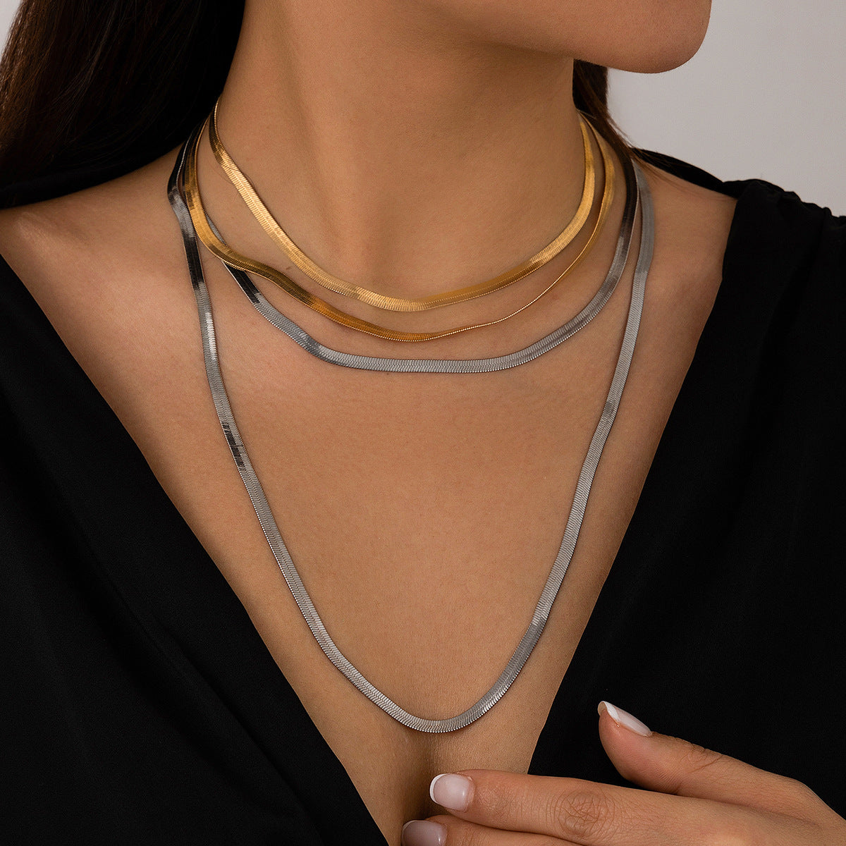 snake chain stacked necklace