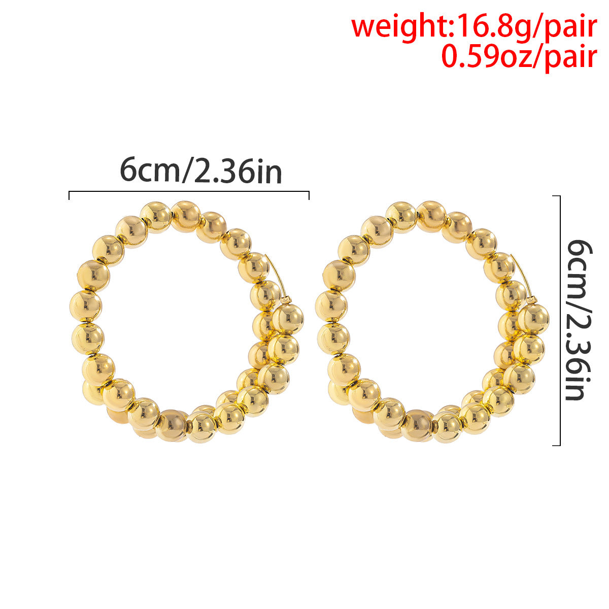 Beaded Gold Hoop Drop Earrings