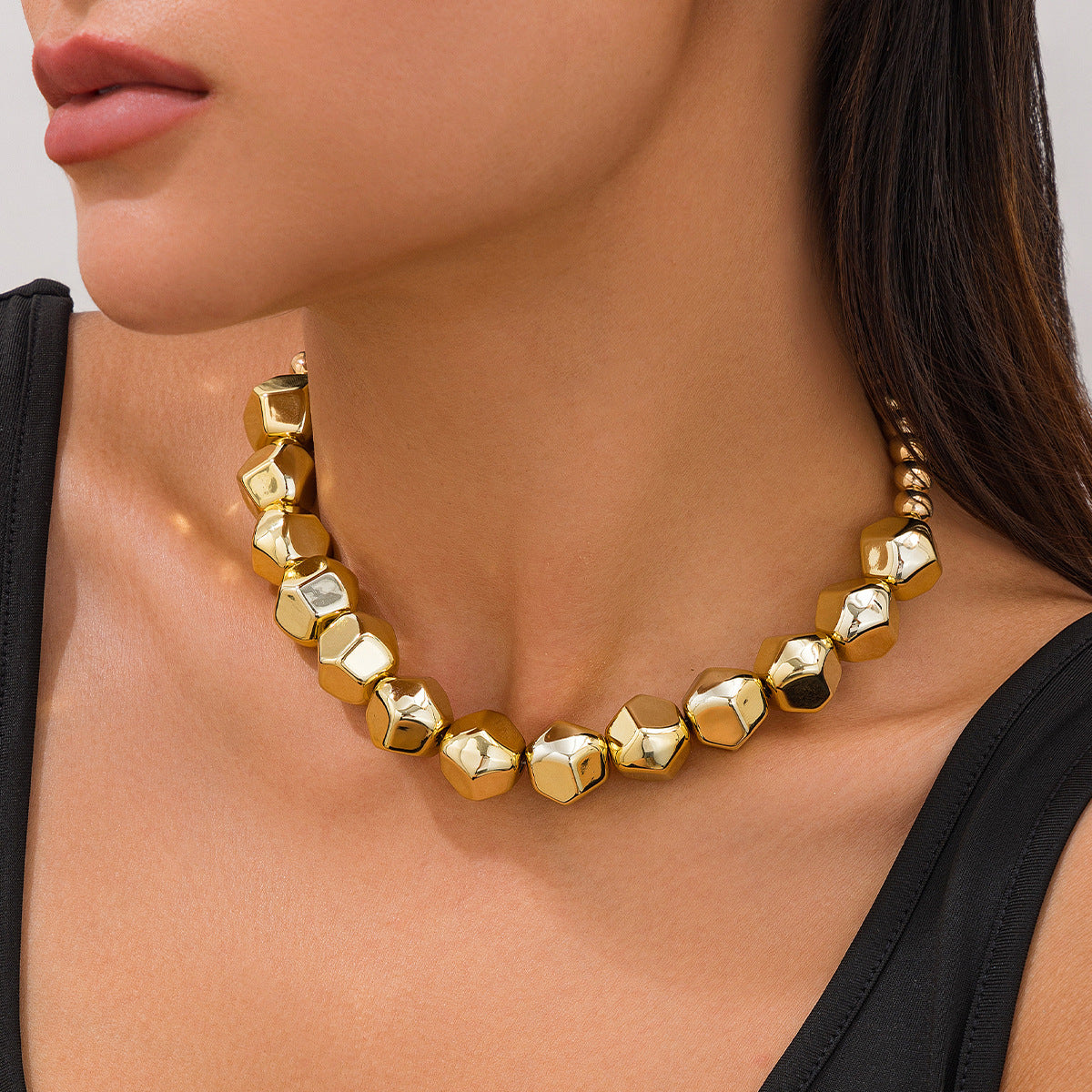 Gold beaded necklace