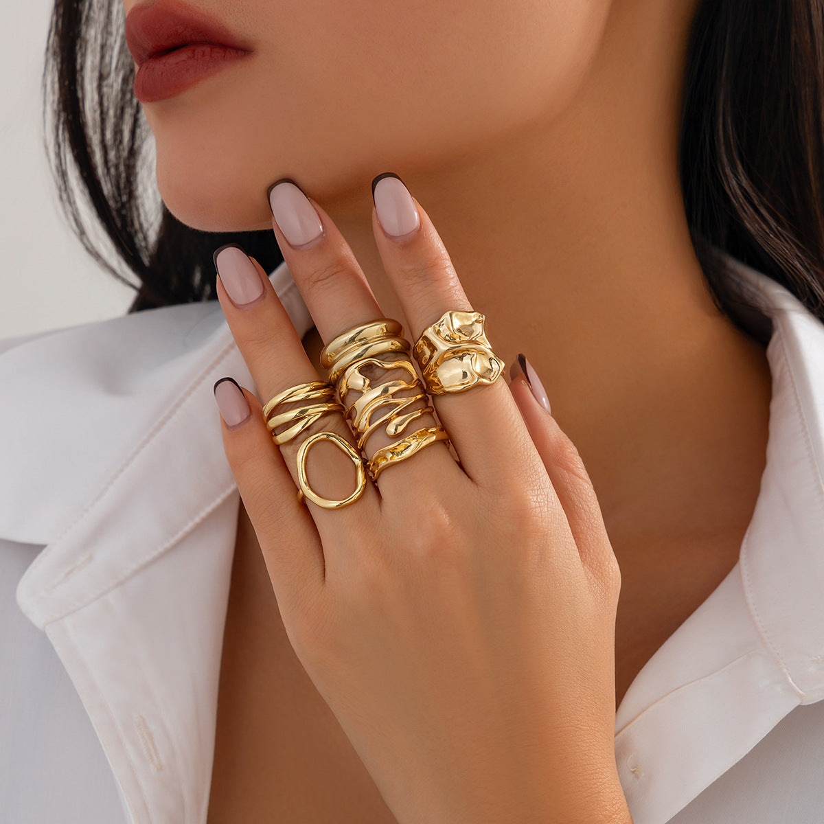 gold nugget rings set