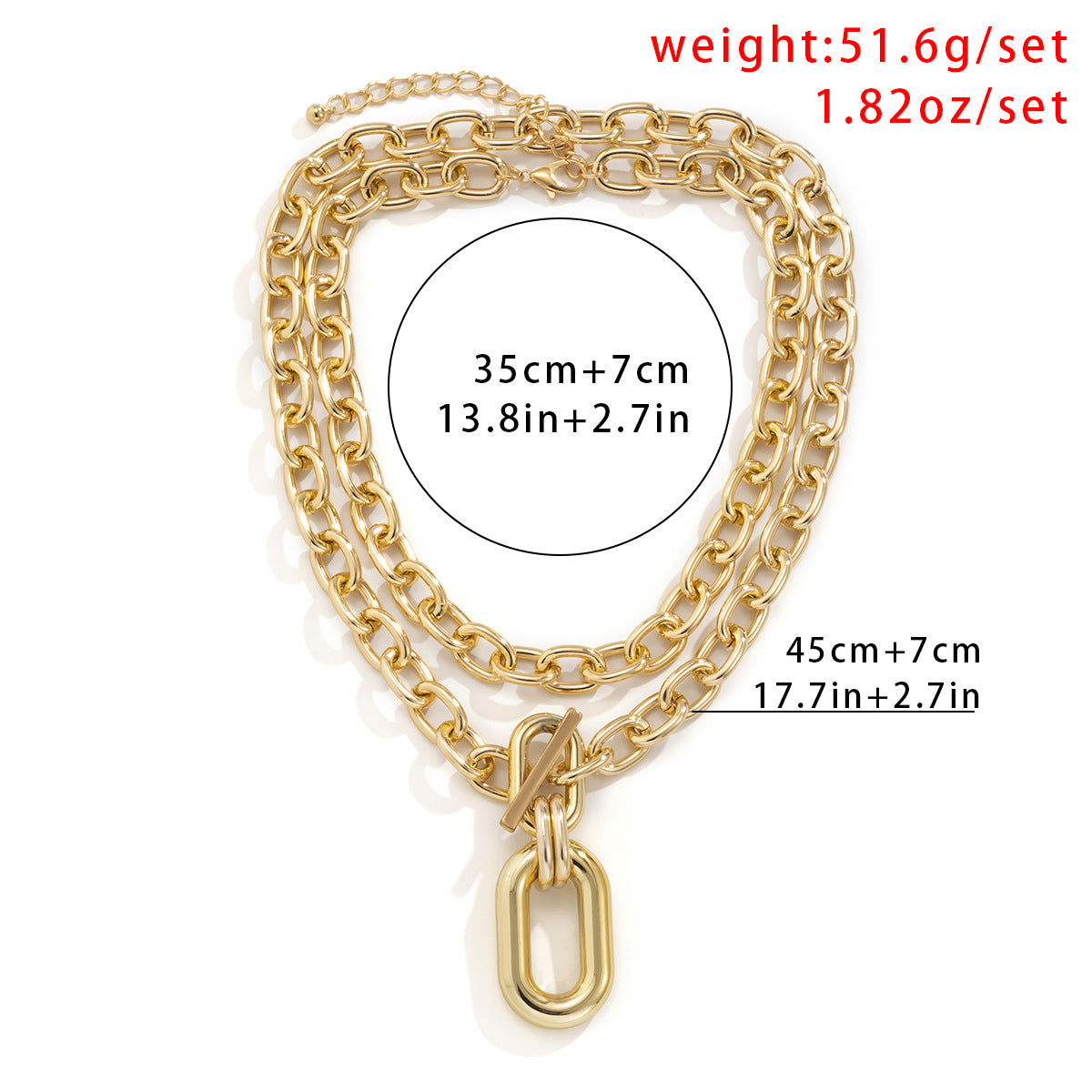 Gold Layered Buckle Chain Necklace