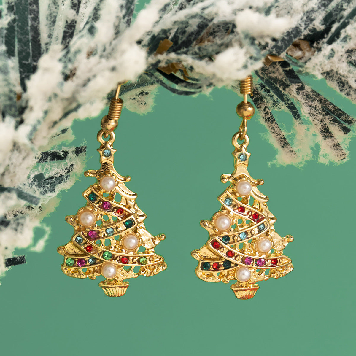 Christmas Gold Drop Earrings