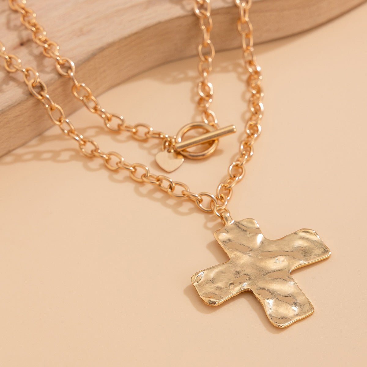 Gold cross layered necklace