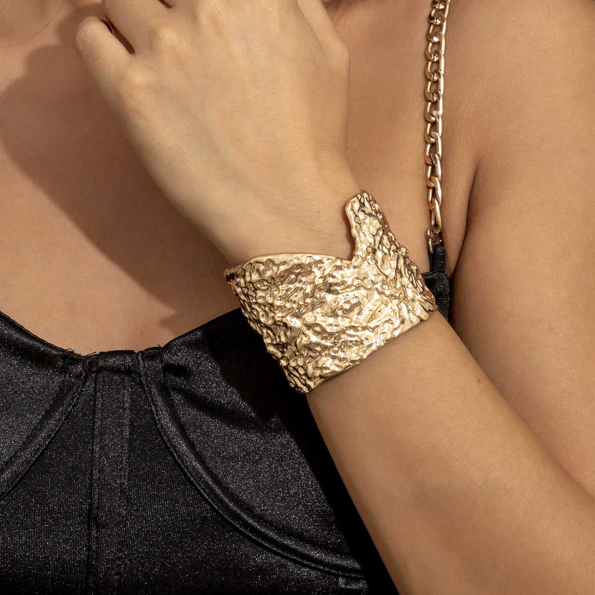 Irregular V-shaped Gold Bracelet For Women