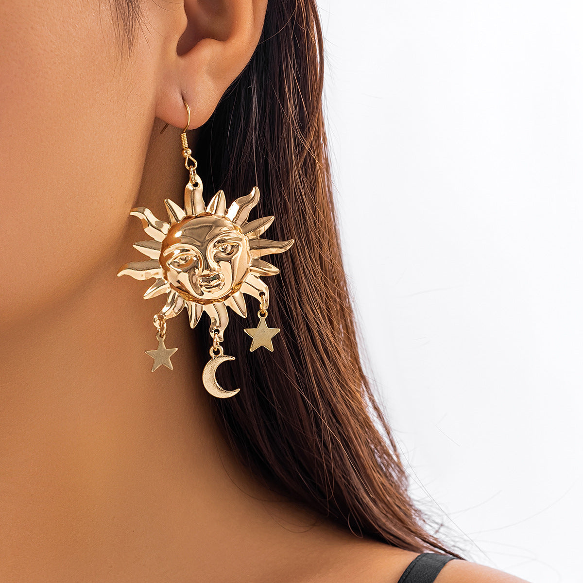 Solar Gold Dangle Earrings For Women