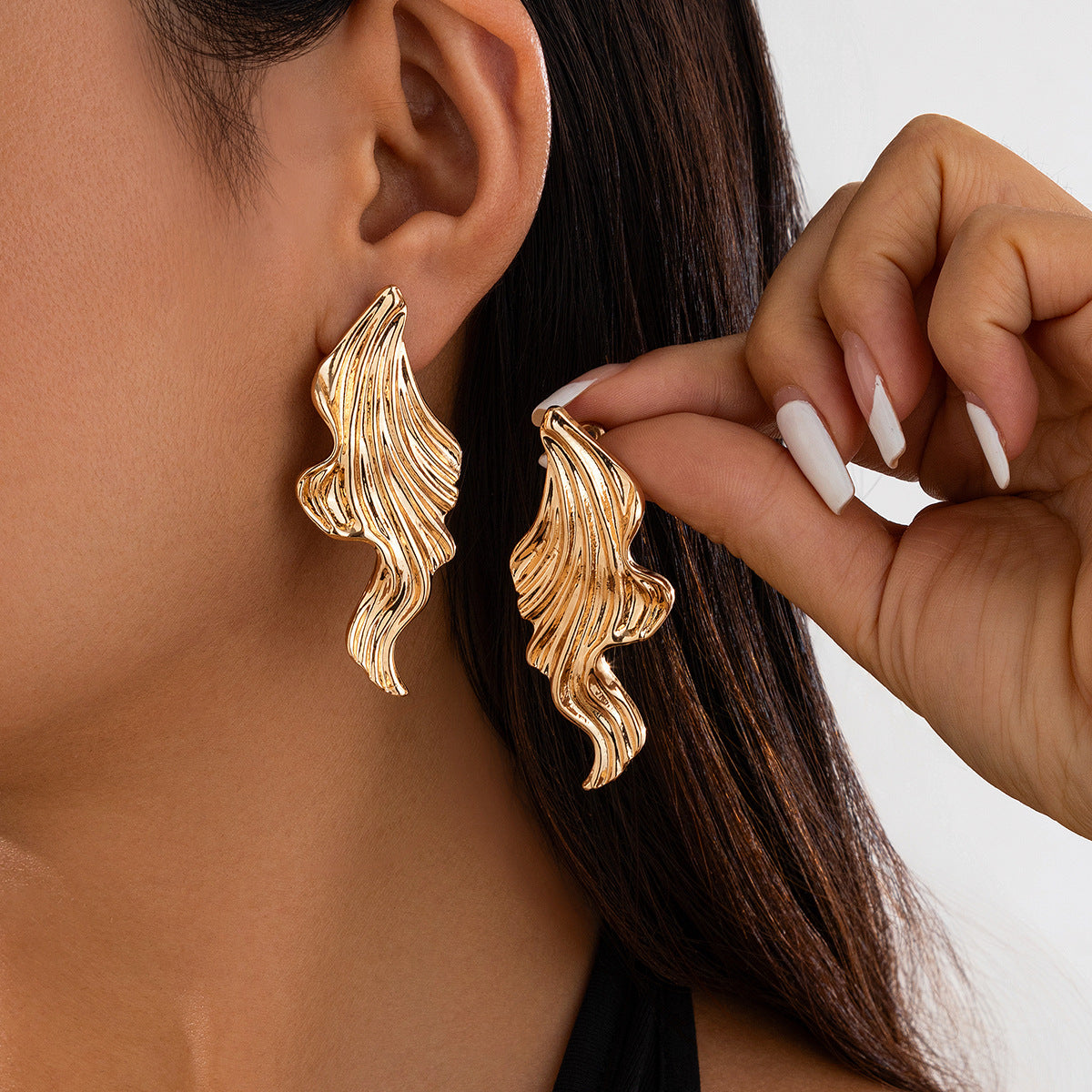 Stunning Wave Gold Nugget Earrings