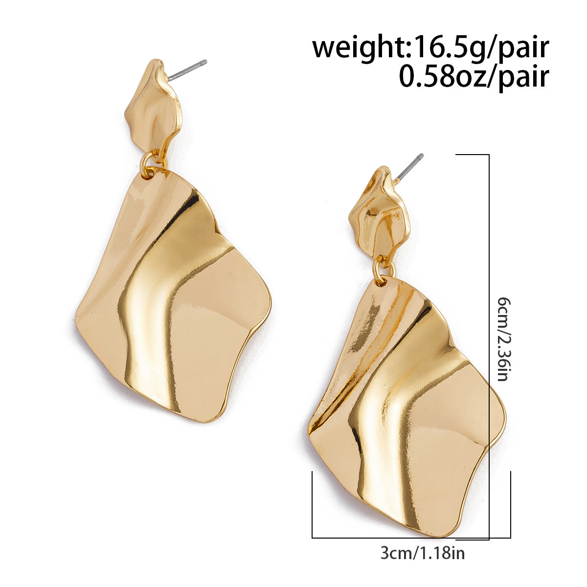 gold nugget dangling earrings