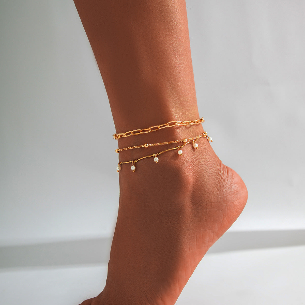 Staple Paperclip Chain Gold Stacking Anklet