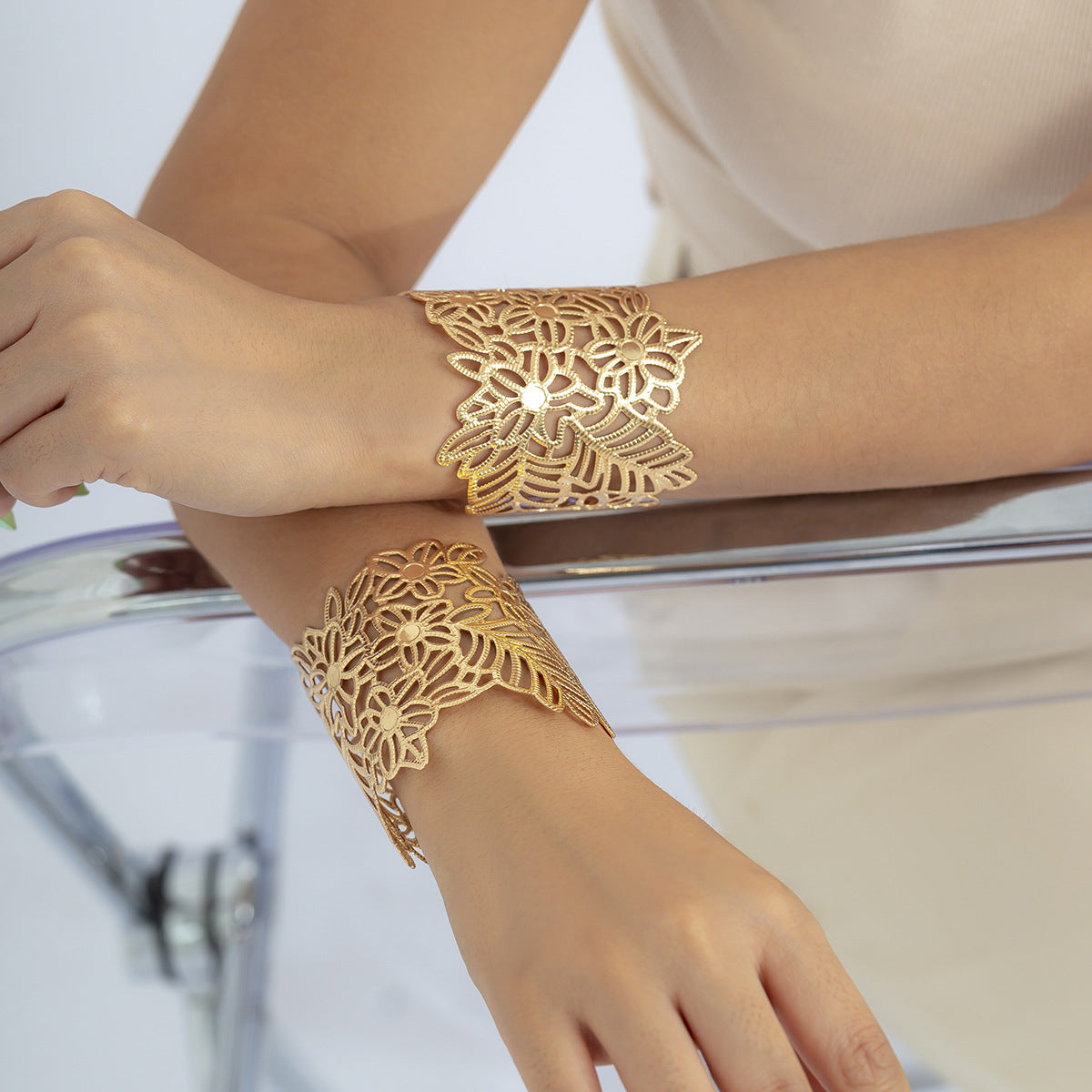 Wide Gold Bracelet For Woman