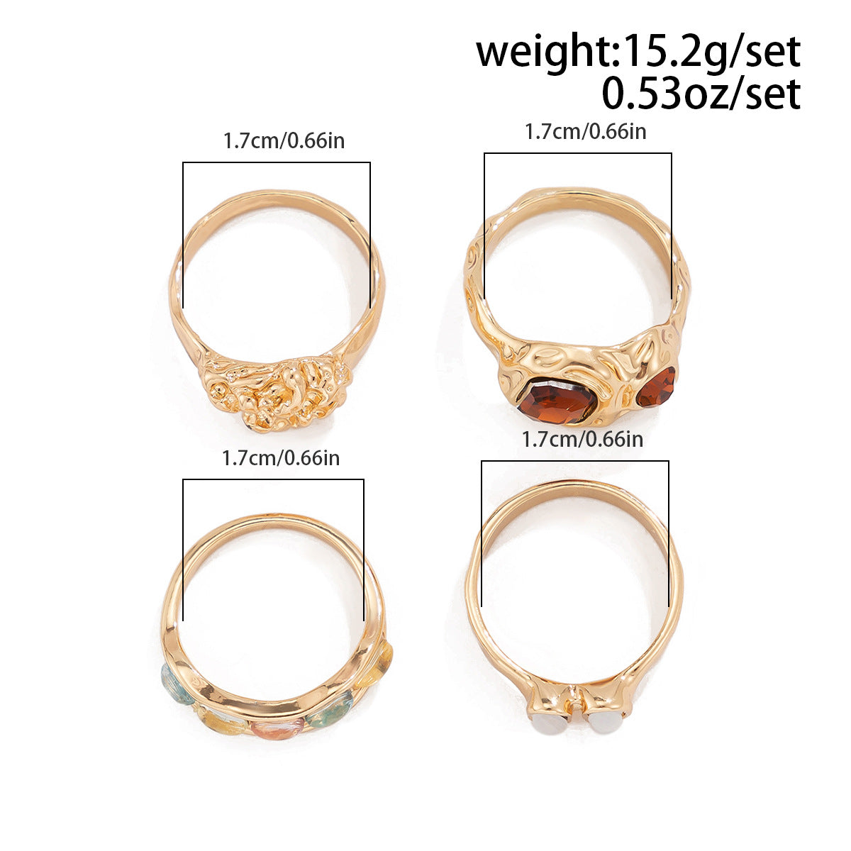 gold hollow diamond ring set for women