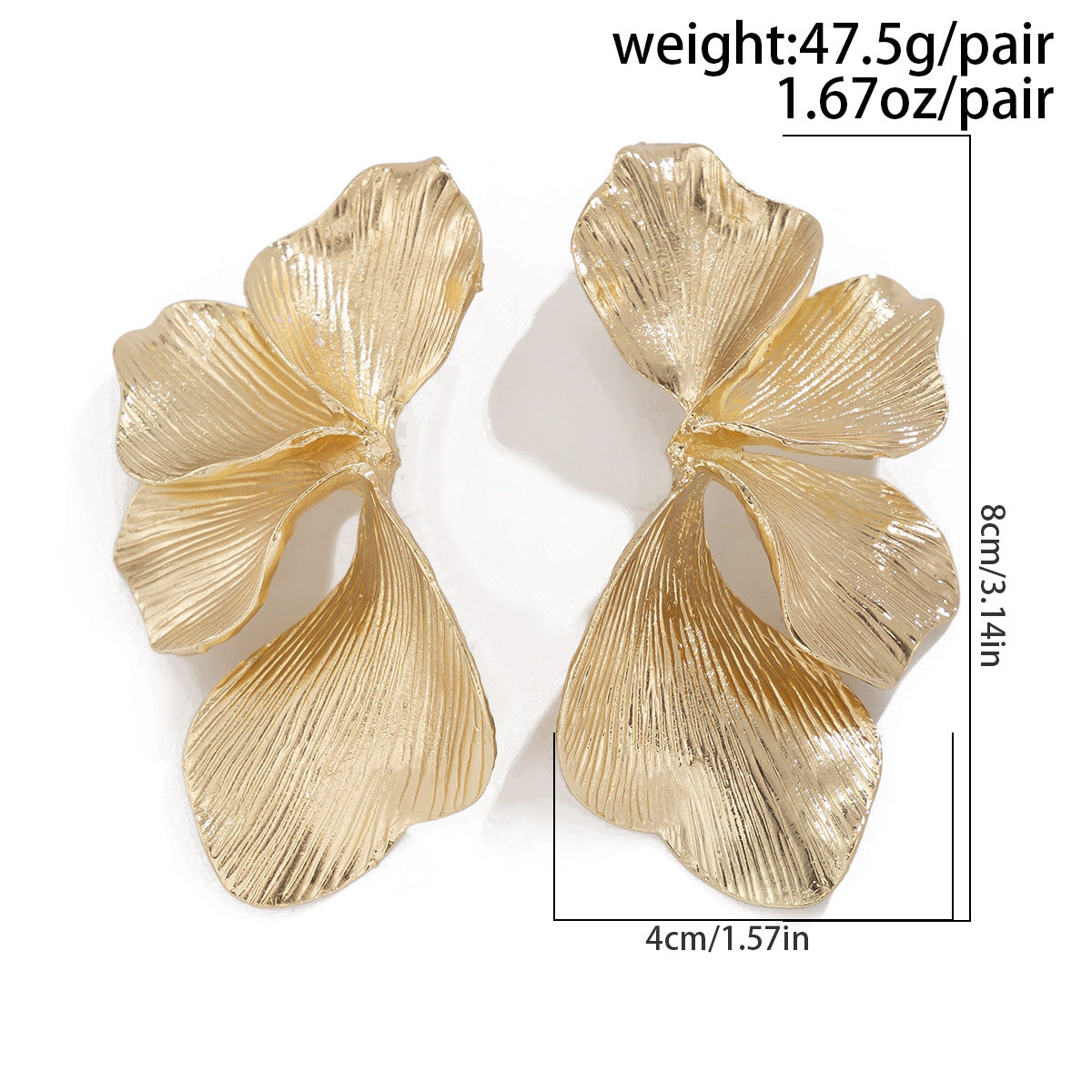 Petal gold drop earrings for women