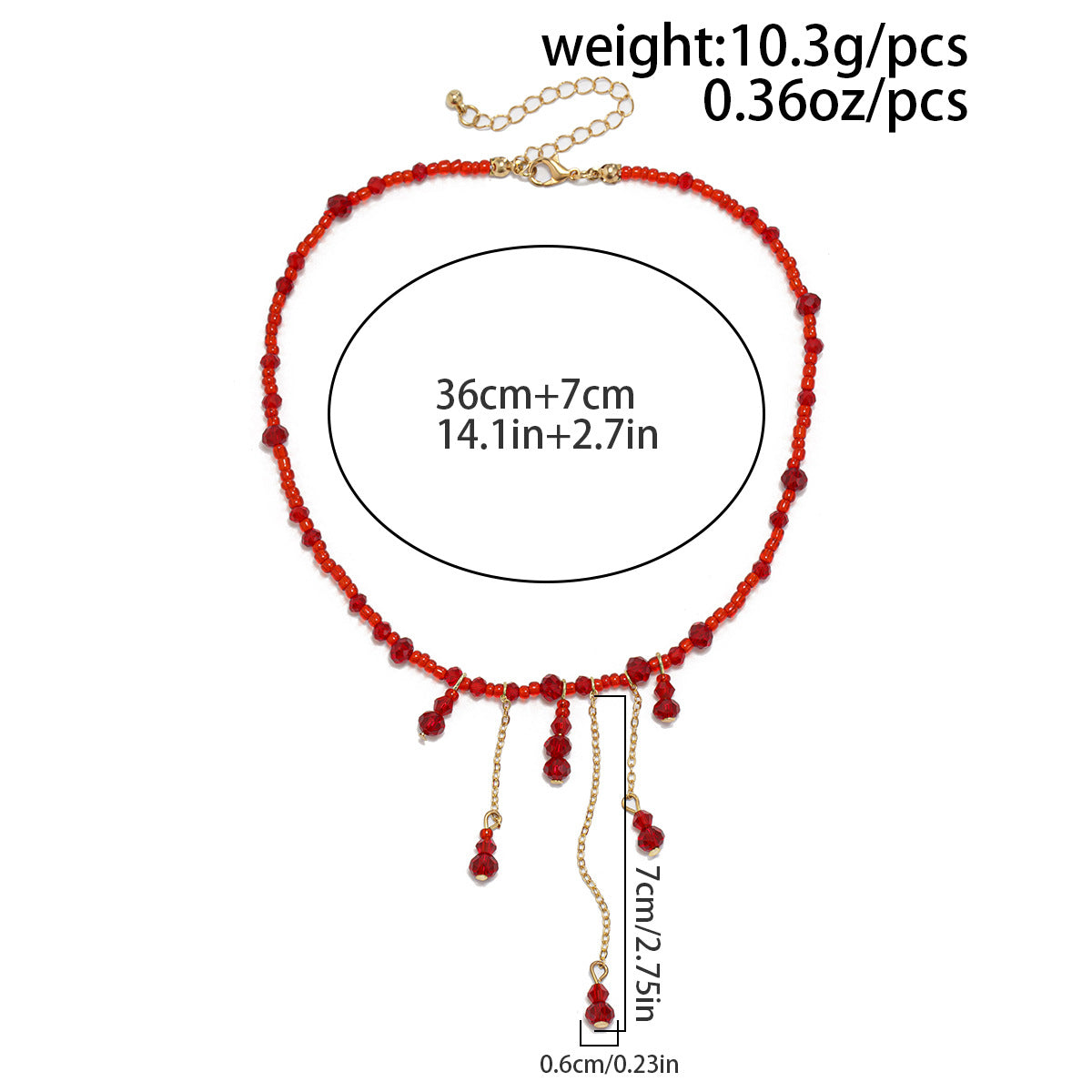 tassel blooddrop crystal necklace