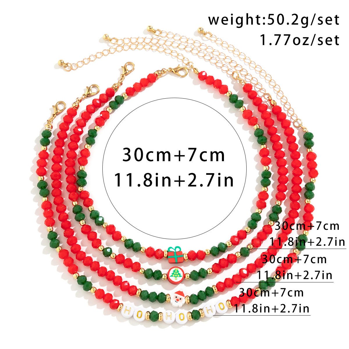 Christmas beaded layered necklace