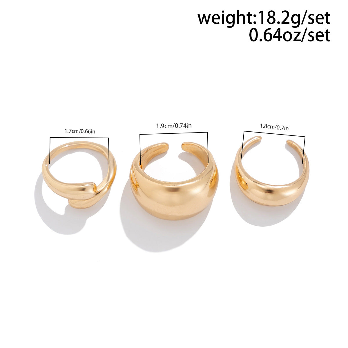 Cheap Gold Curved Nugget Ring Set for ladies