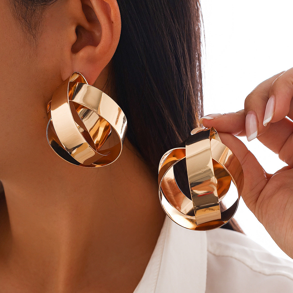 Punk Style Geometric Gold Drop Earrings