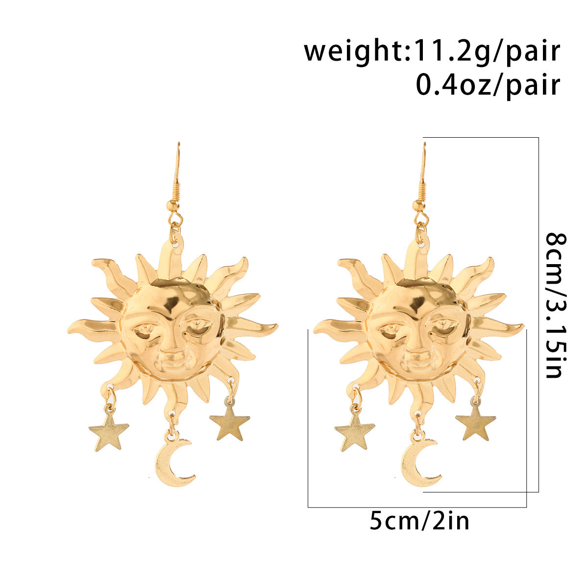 Solar Gold Drop Earrings For Women