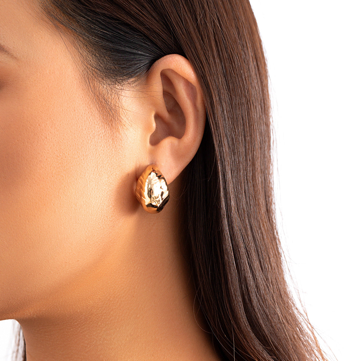 Punk Style Gold Stud Earrings for Women