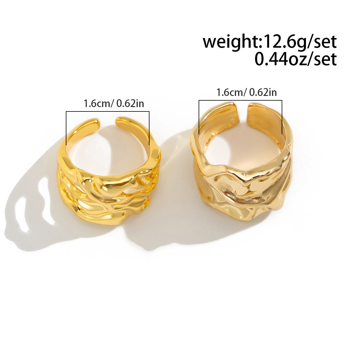 Hollow gold nugget rings