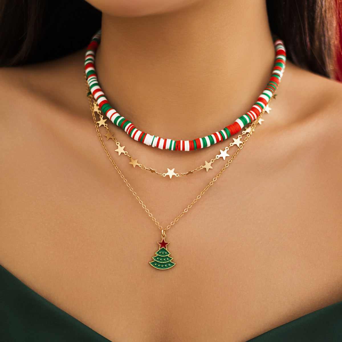 Christmas tree pendant necklace