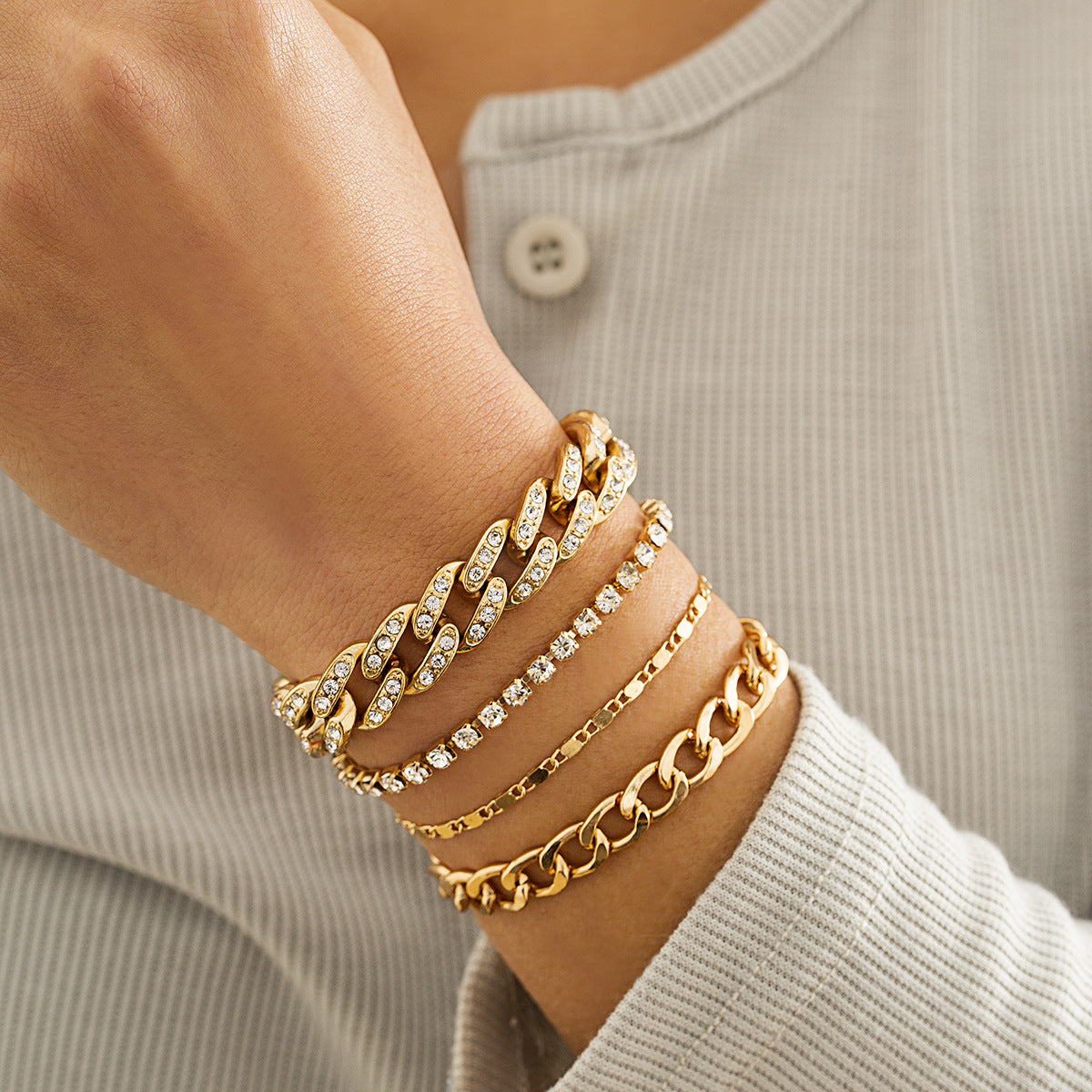 Gold Diamond layered Bracelet Chain