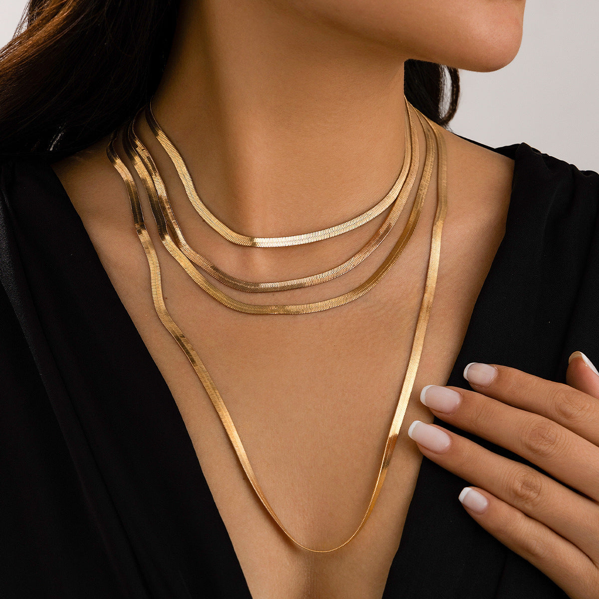 Snake Chain gold layered necklace